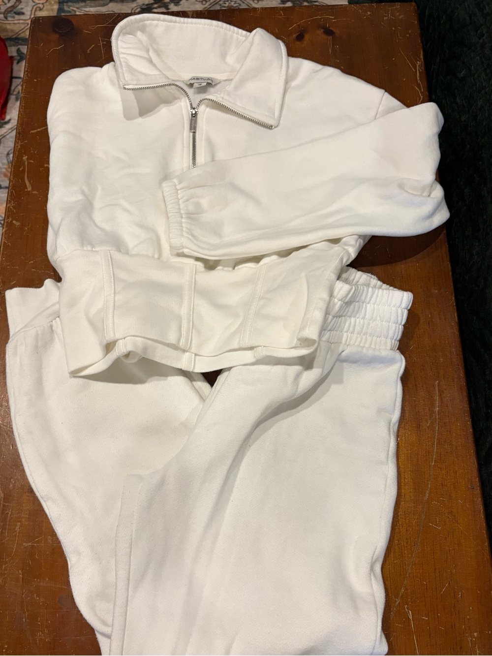 Habitual Cream Zip-Neck Sweatshirt & Joggers Set